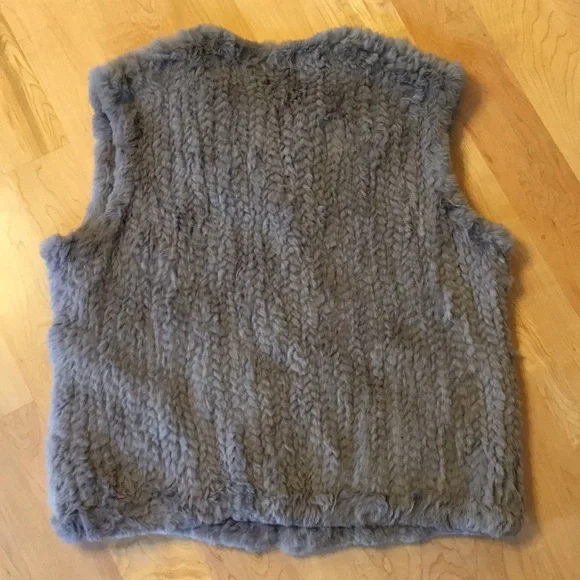 JUNE | Twist Knit Rabbit Fur Zip Up Vest In Dove - Picture 8 of 12